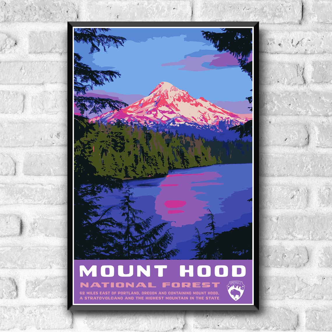 Mount Hood National Forest WPA Vintage Travel Poster - Image 3