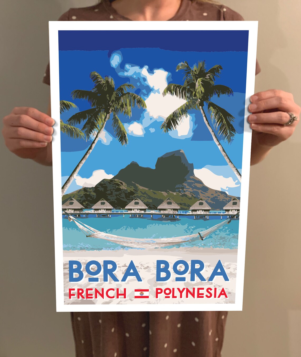 Bora Bora Vintage Travel Poster, French Polynesia - Image 2