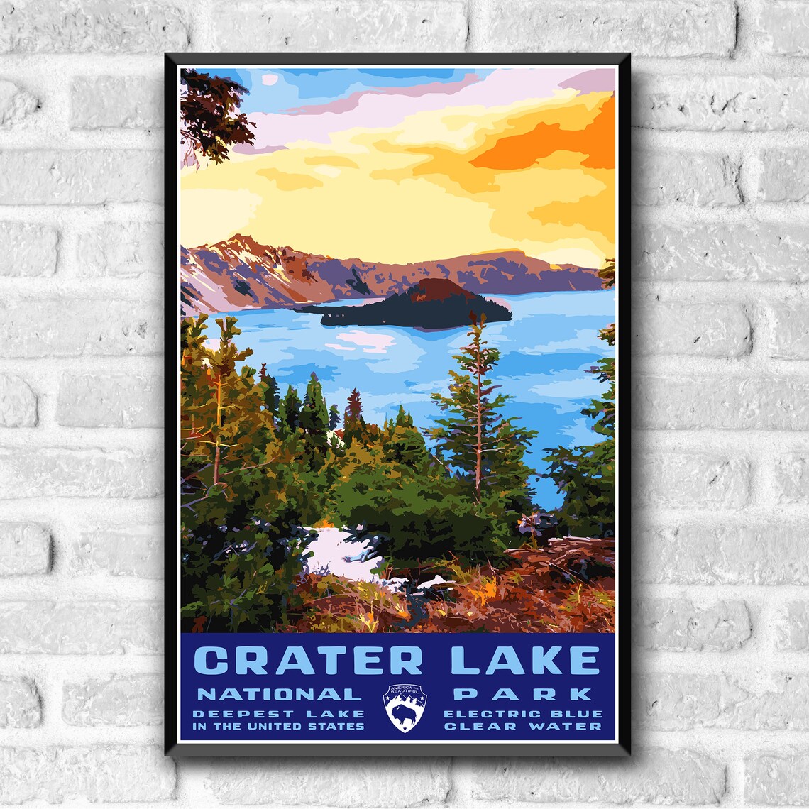 Crater Lake National Park Vintage Travel Poster - Image 3