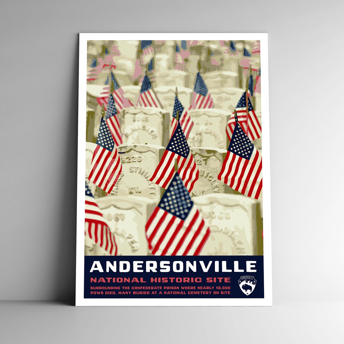 Andersonville National Historic Site Vintage Style Travel Poster 8x10 12x18 18x24 24x36 4x6 Postcard Wpa Style Georgia Us Art Print