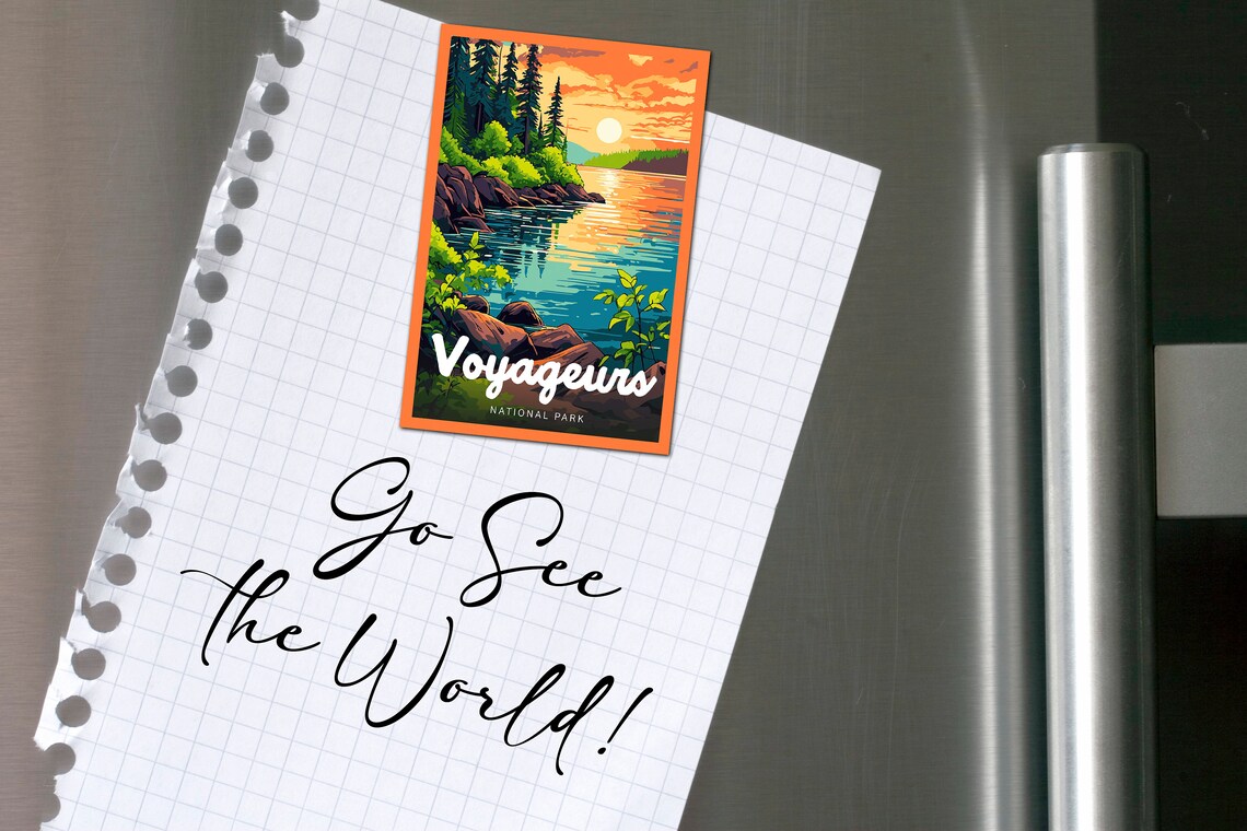 Voyageurs National Park Retro Lake Sunset Illustration Travel Poster - Image 2