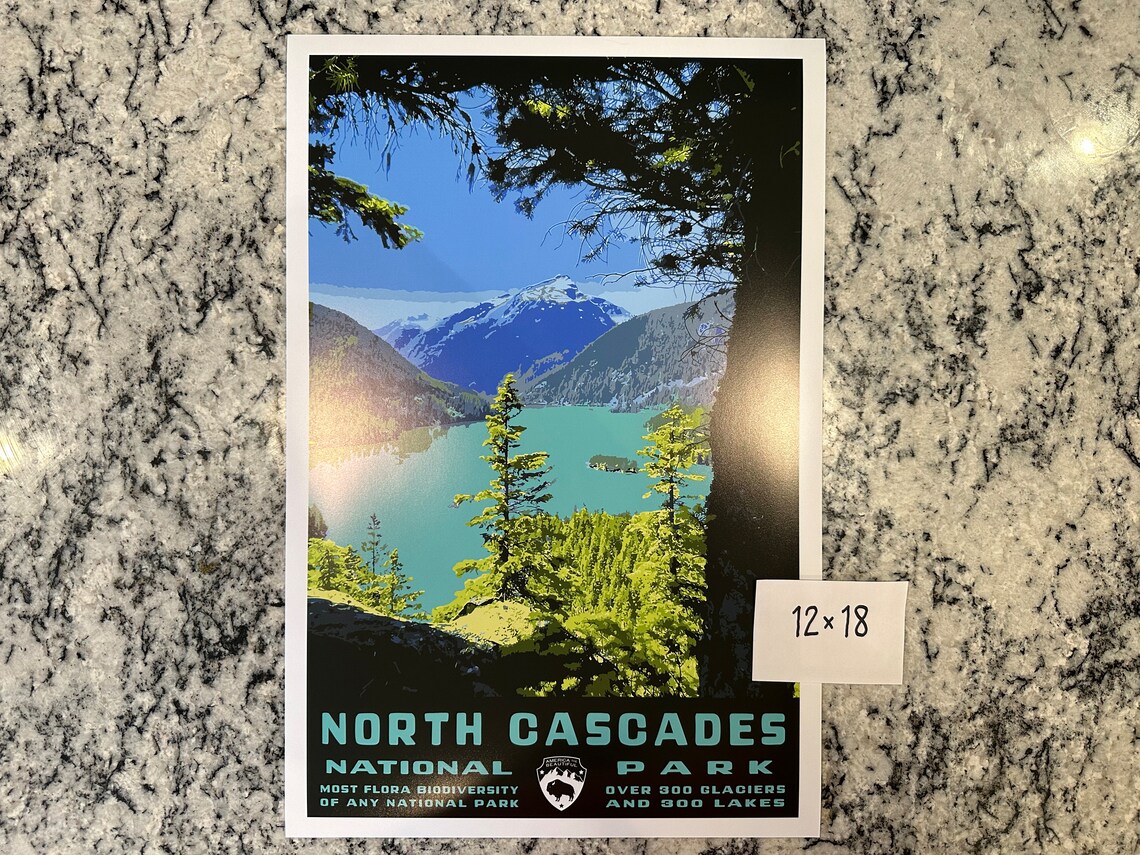 North Cascades National Park Vintage Travel Poster Print - Image 2