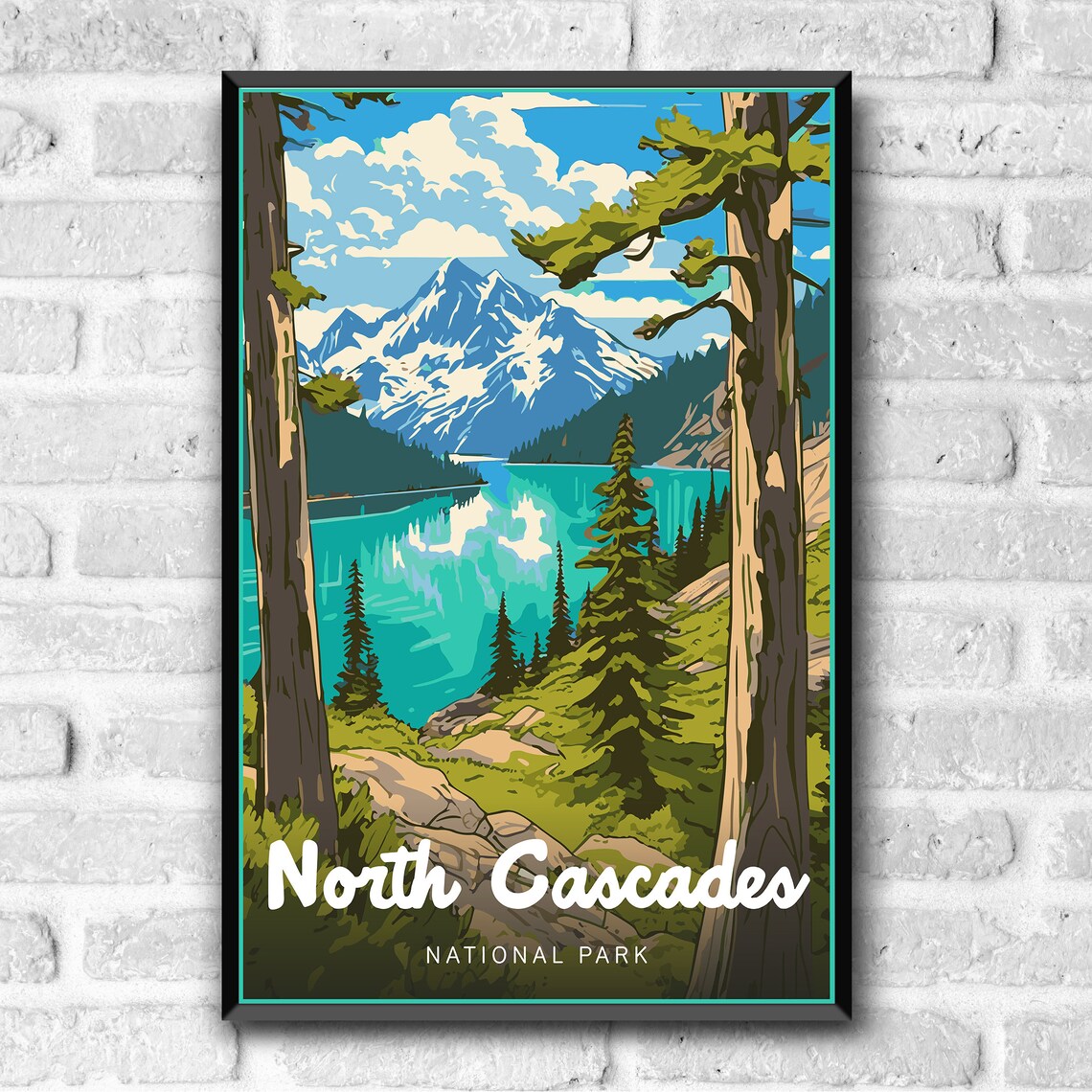 North Cascades National Park Vintage Travel Poster - Image 3