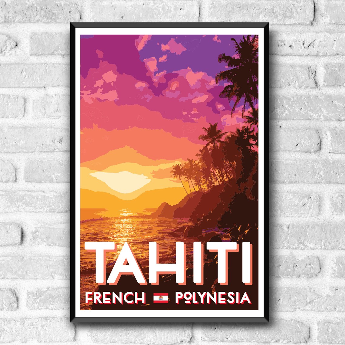 Tahiti Vintage Style Travel Poster, French Polynesia - Image 3