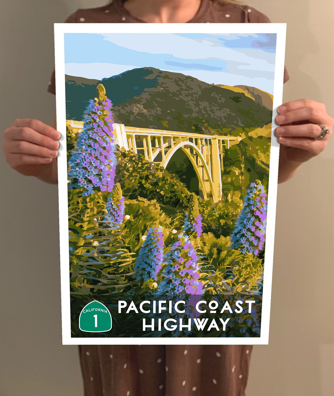 Pacific Coast Highway Vintage Travel Poster, California - Image 2
