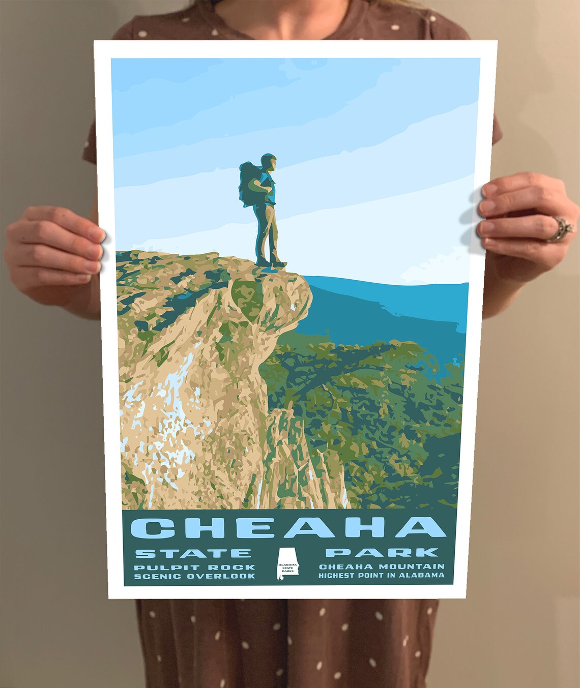 Cheaha State Park Vintage Travel Poster, Alabama - Image 2