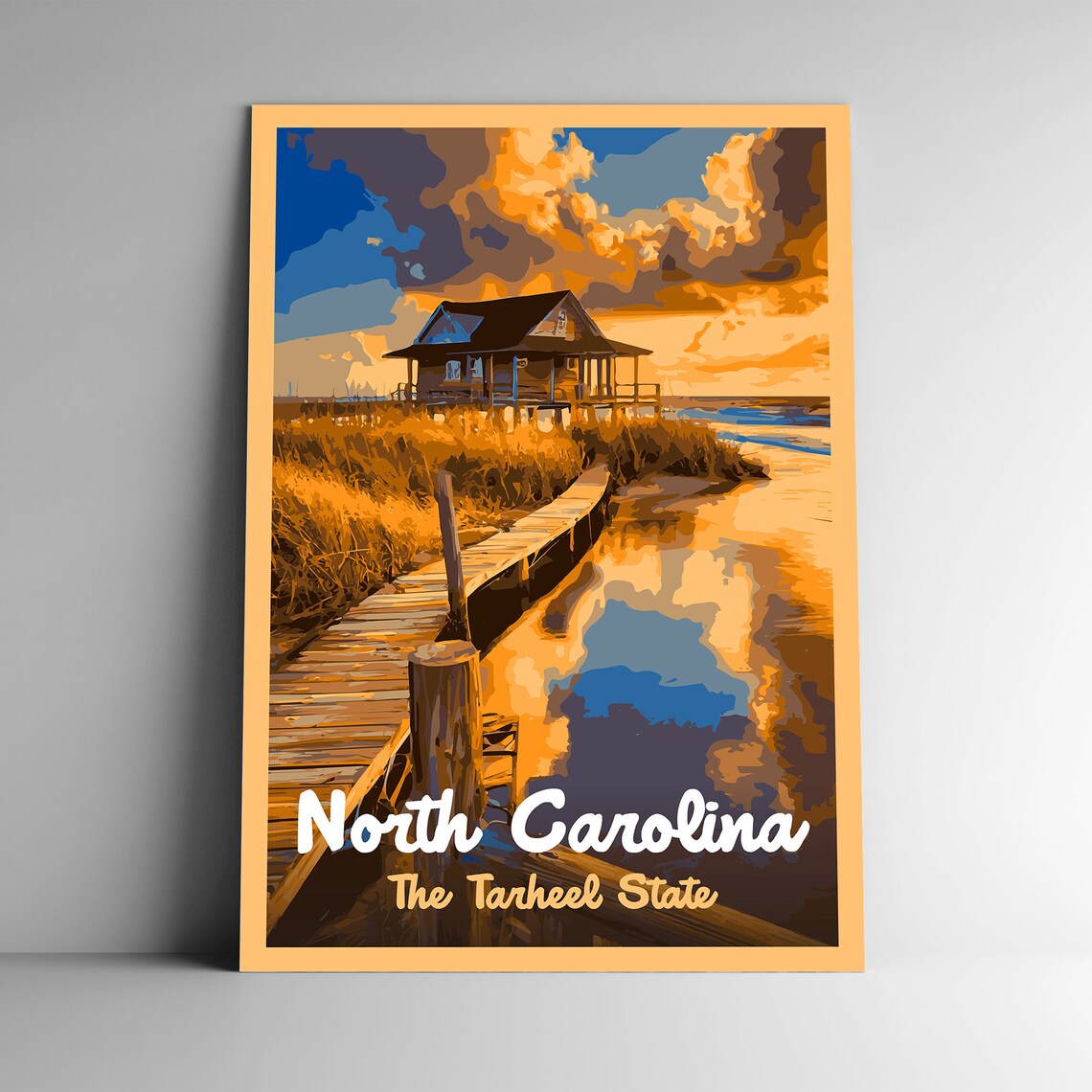 North Carolina The Tar Heel State Vintage Travel Poster