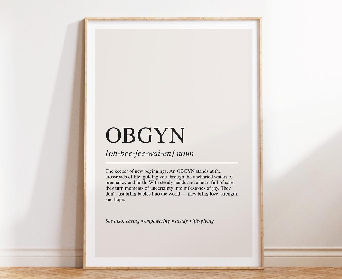 Obgyn Definition Print, Heartfelt Medical Wall Art