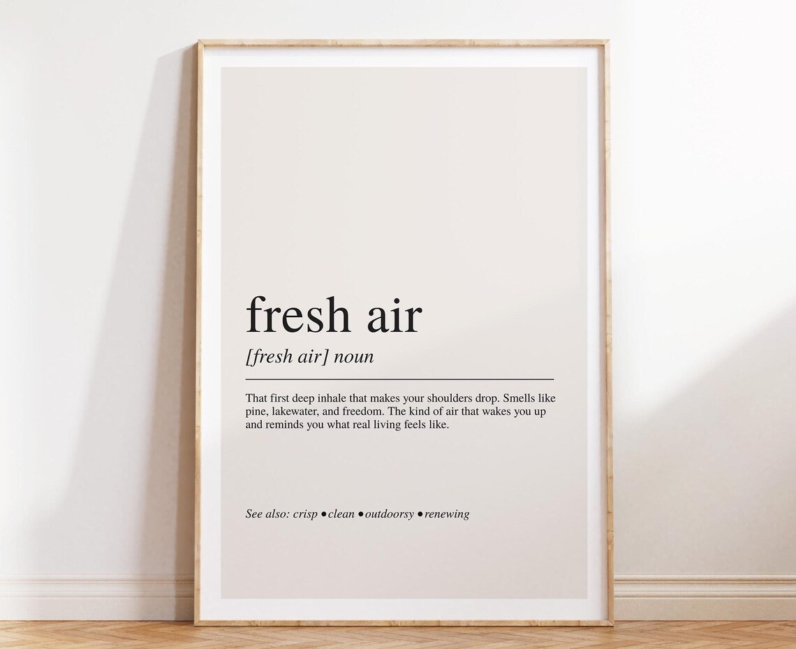 Fresh Air Definition Poster, Minimal Typography
