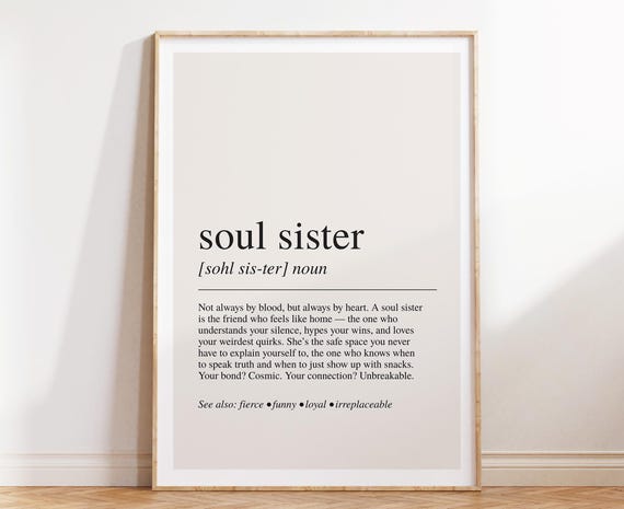 Soul Sister Definition Quote Poster, Sentimental Gift