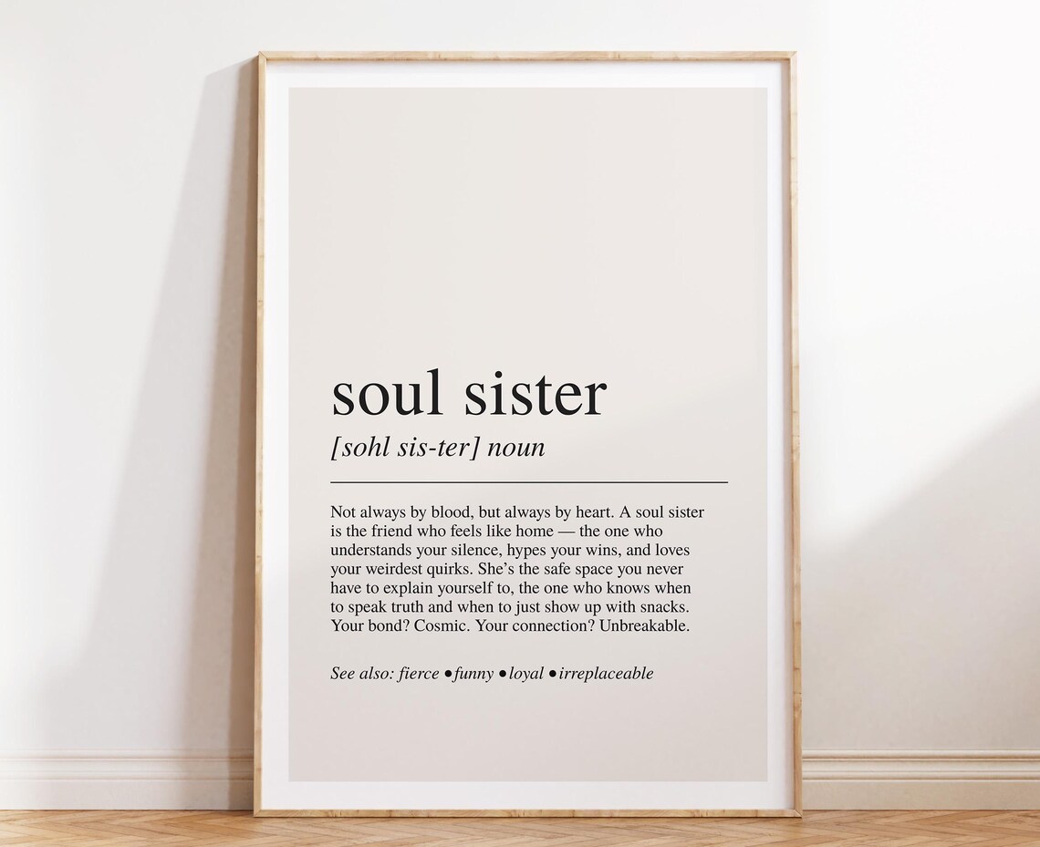 Soul Sister Definition Quote Poster, Sentimental Gift