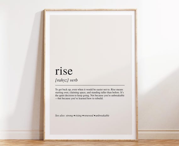 Rise Definition Print, Motivational Bedroom Office Decor