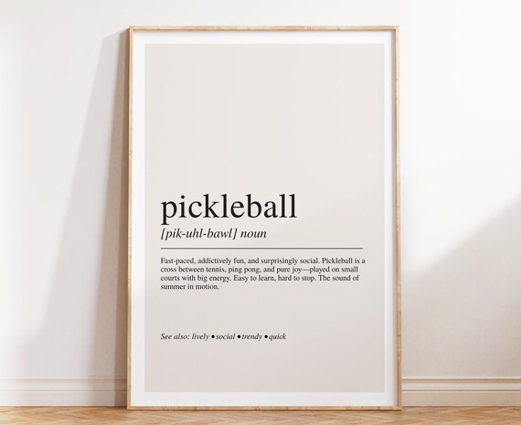 Pickleball Definition Dictionary Court Sport Social Typography Print