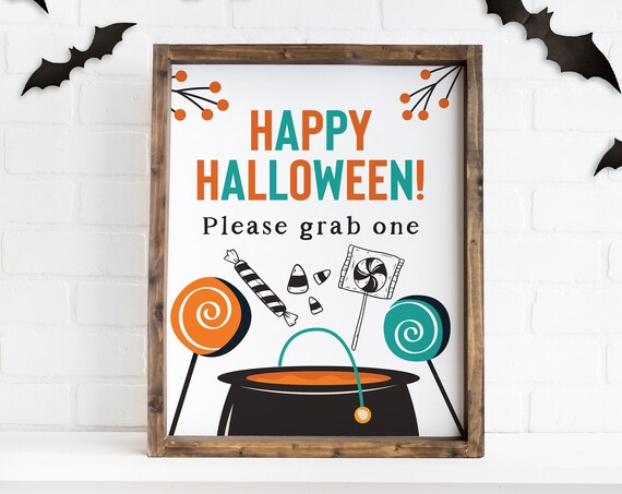 Happy Halloween Please Grab One Candy Sign Party Treat Wall Art