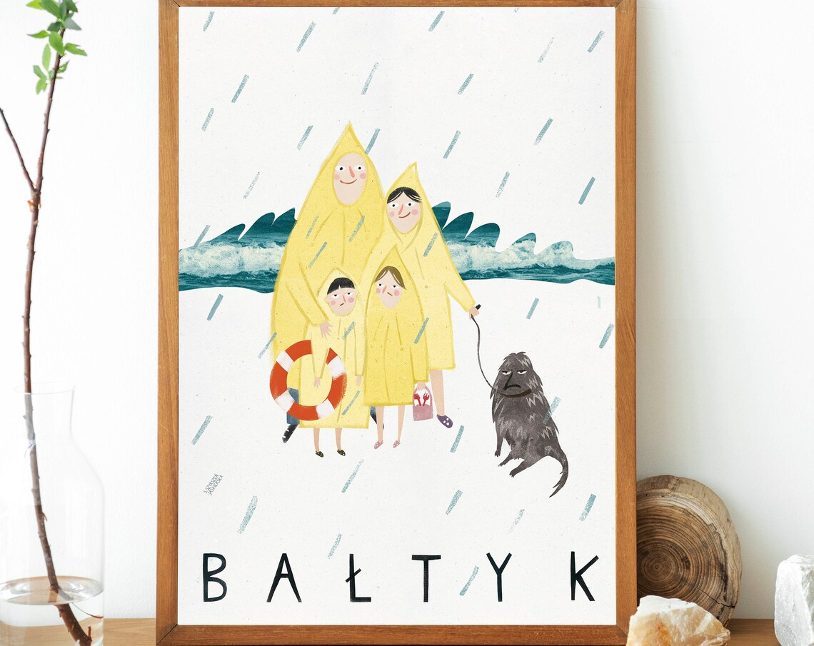 Batyk Polish Sea Vintage Travel Poster, Beach Design - Image 2