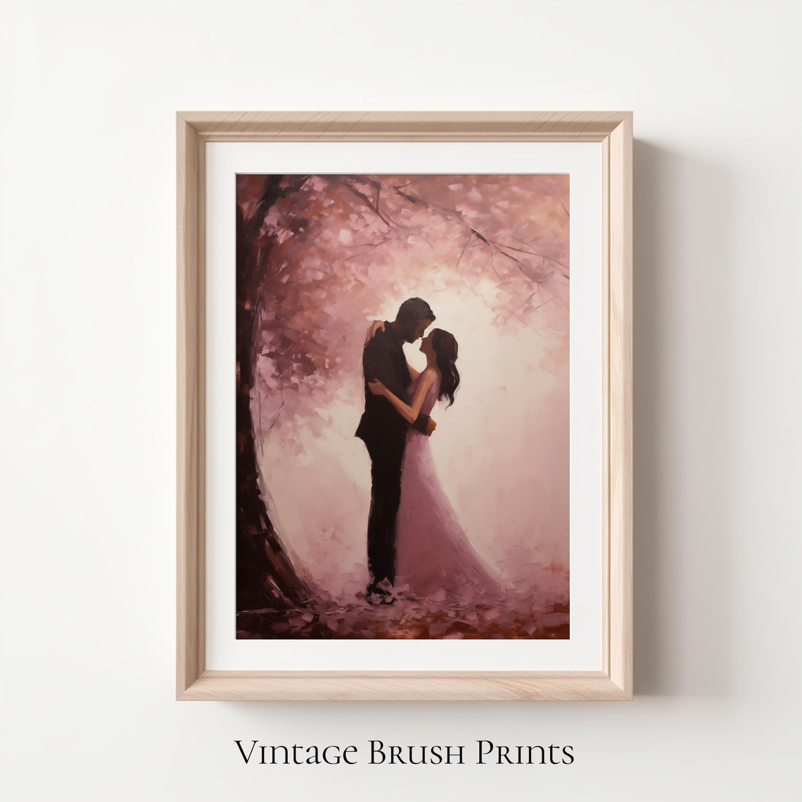 Romantic Bride and Groom Blossom Tree Wedding Painting Poster
