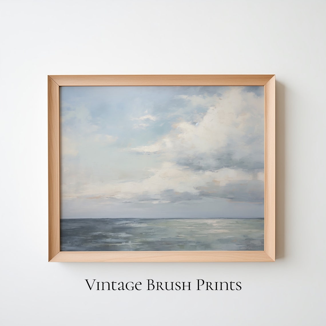 Soft Cloudy Seascape Vintage Coastal Ocean Sky Painting Poster