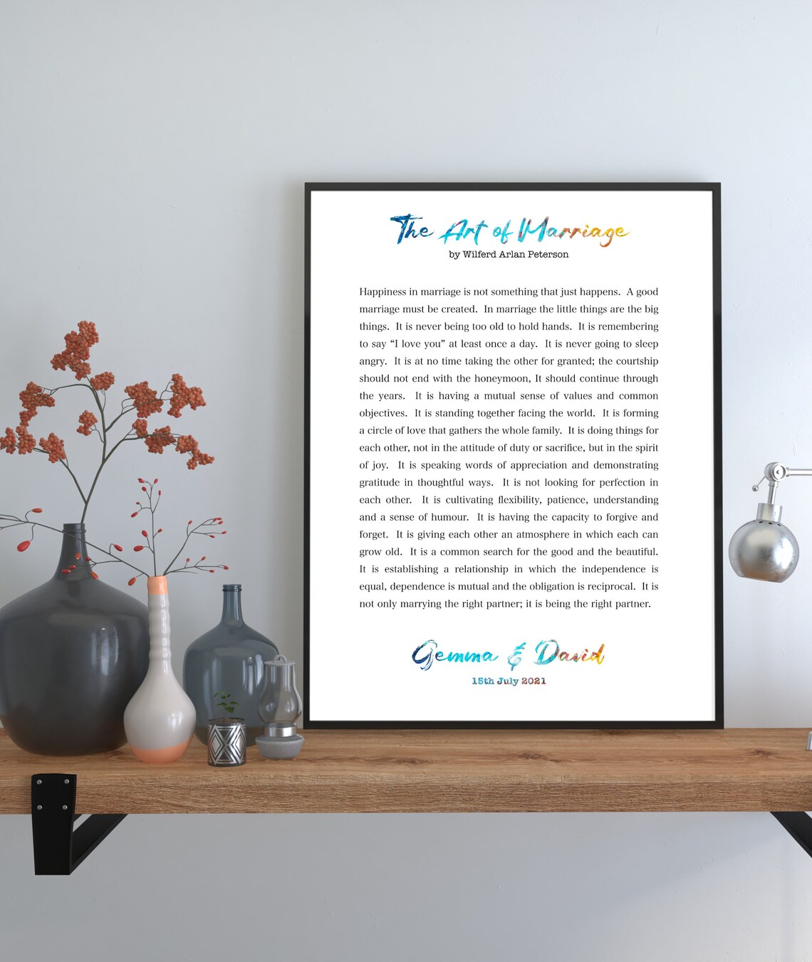 The Art Of Marriage Poem Wedding Vow Keepsake By Wilferd Peterson Poster