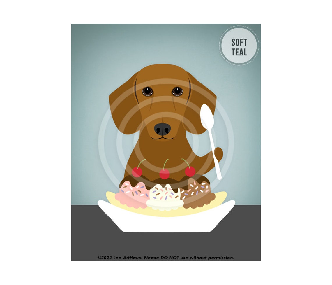 Red Dachshund Eating Banana Split Ice Cream Sundae Funny Dog Poster - Image 4