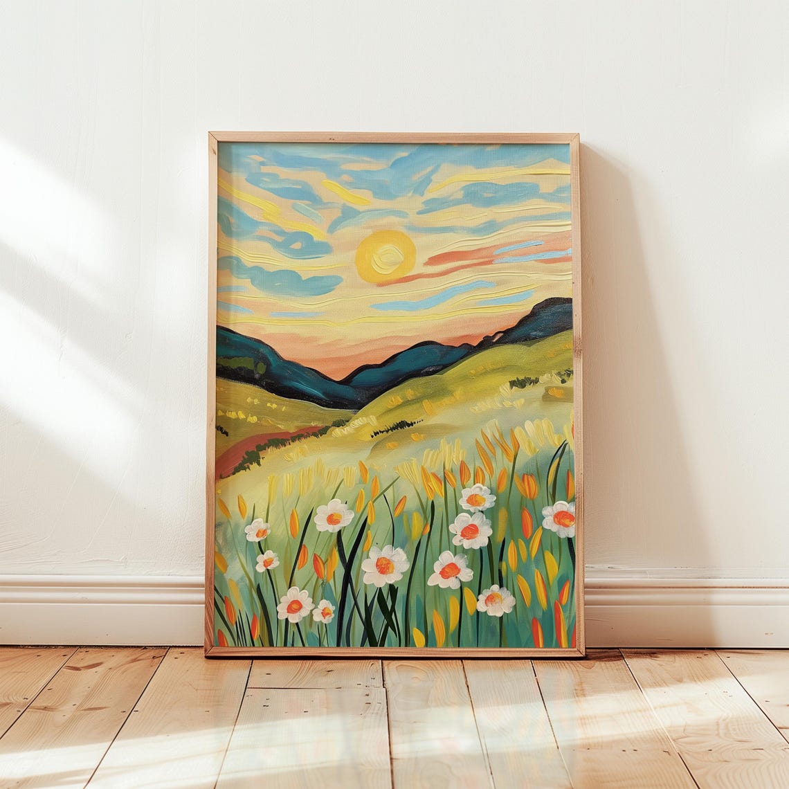 Flowery Meadow Landscape Print Botanical Wall Art
