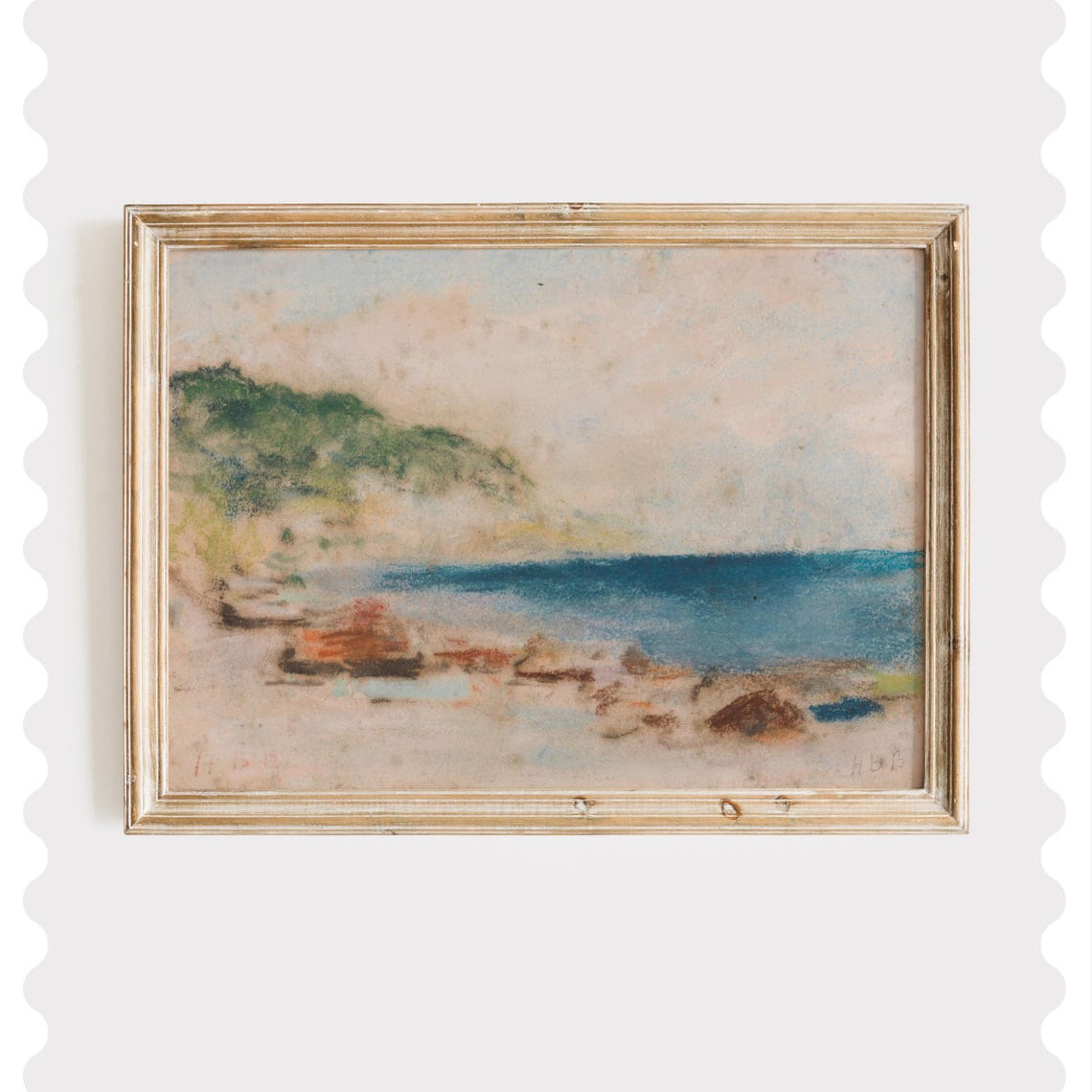 Soft Impressionist Beach Scene Vintage Coastal Pastel Poster