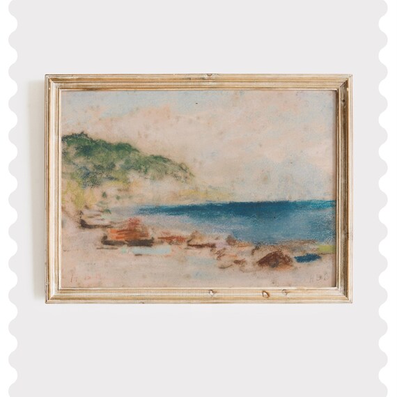 Soft Impressionist Beach Scene Vintage Coastal Pastel Poster