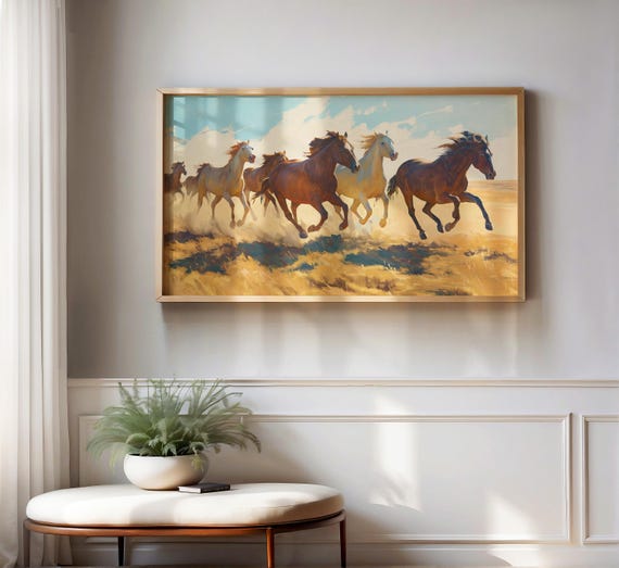 Samsung Frame Tv Art Desert Horses Western Landscape