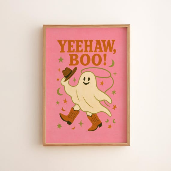 Cowboy Halloween Print Yeehaw Boo Kids Room Decor