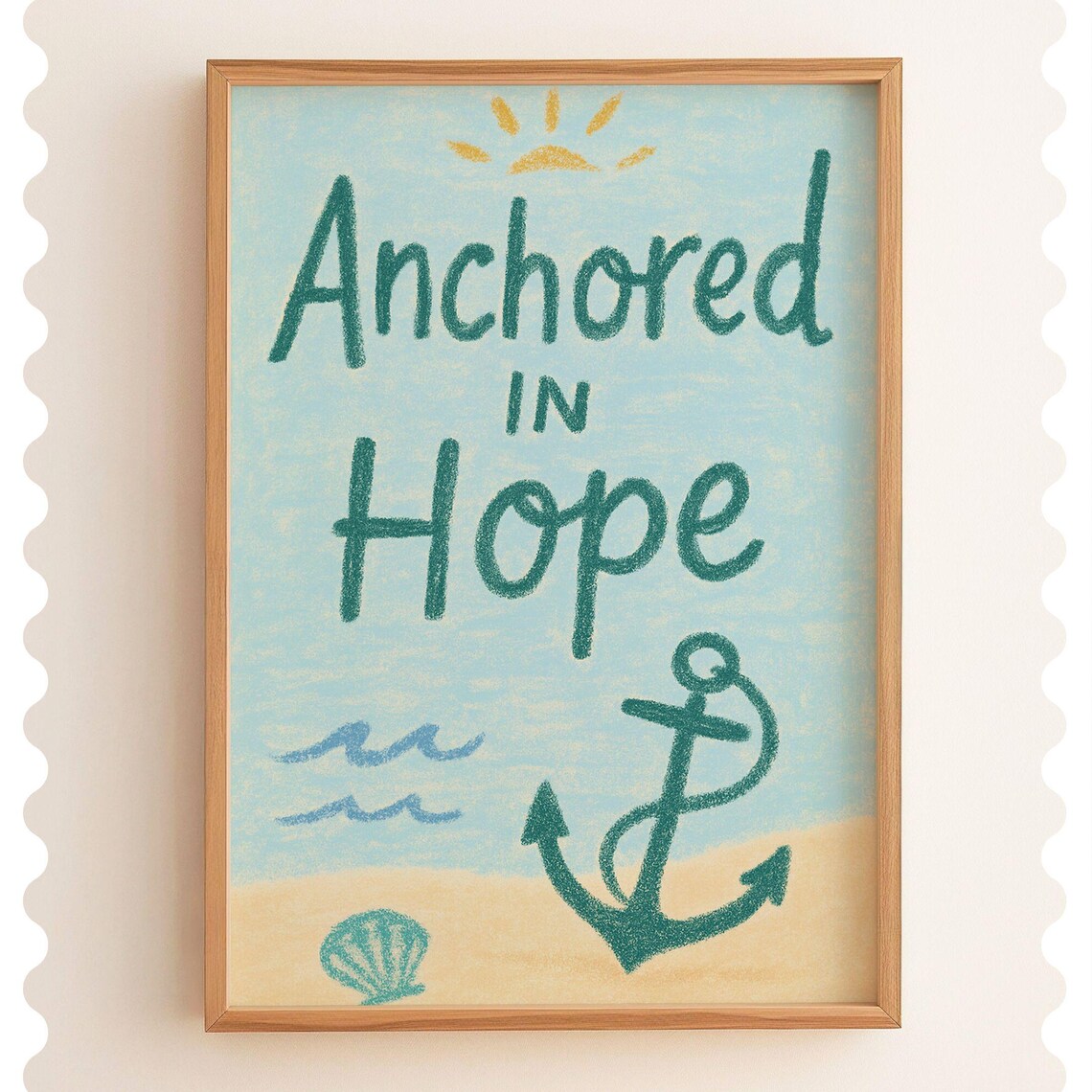 Anchored In Hope Scripture Print Coastal Christian Decor