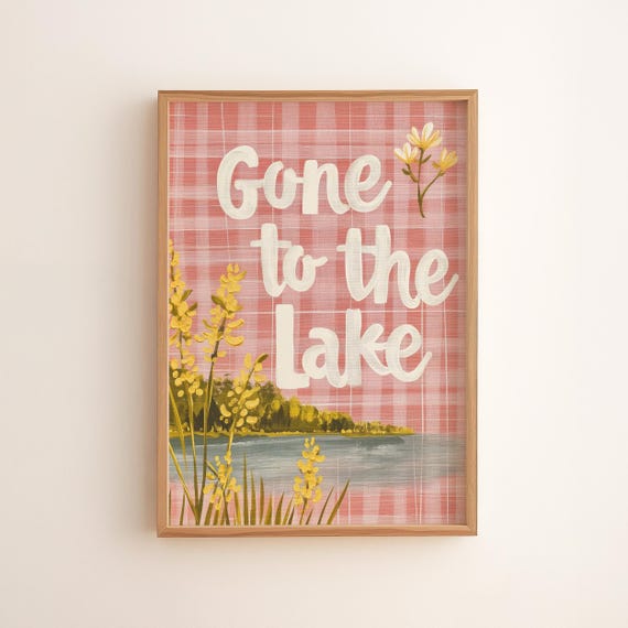 Gone To The Lake Print Vintage Summer Cottage Wall Art