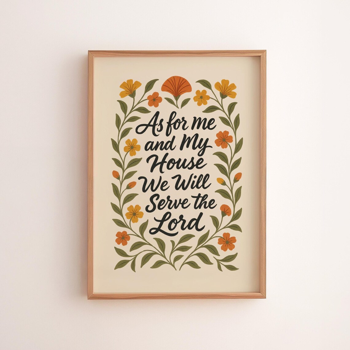 As for Me and My House Floral Christian Scripture Verse Poster