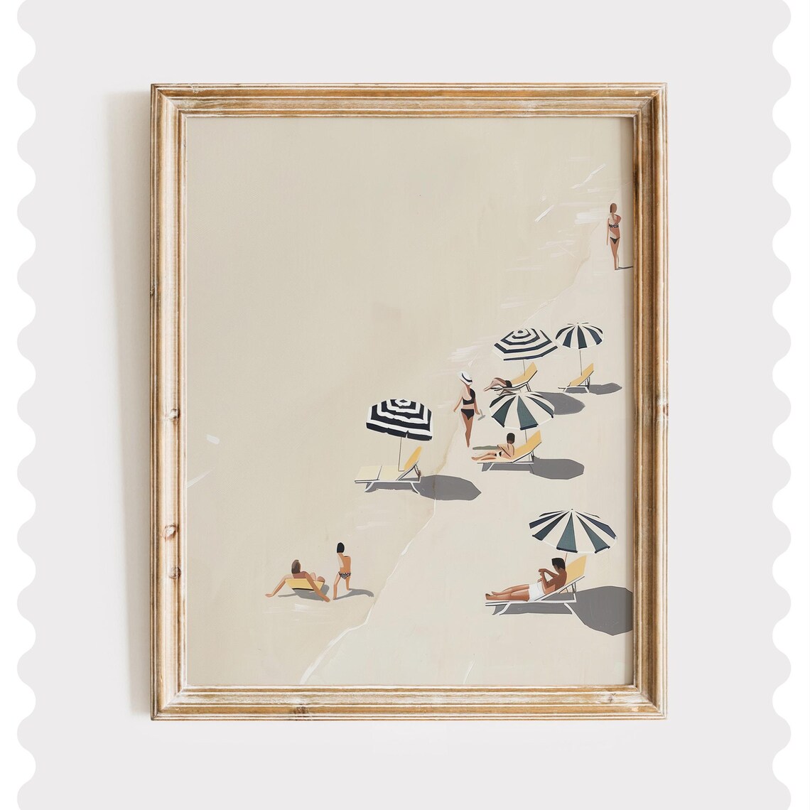 Minimalist Beach Scene Art Print, Coastal Umbrella