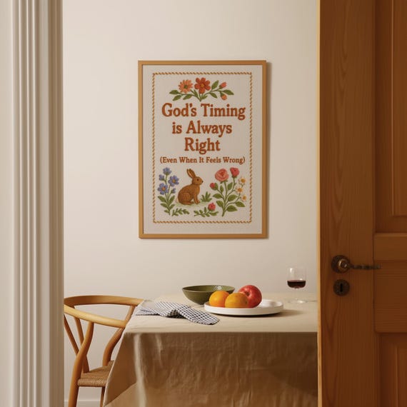 Funny Christian Quote Print Embroidered Style Floral Decor