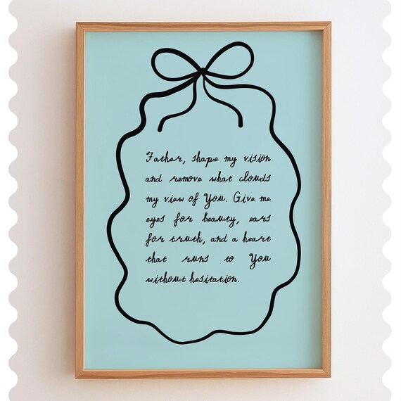 Coquette Christian Prayer Print Blue Bible Wall Art Scripture Feminine Faith Decor