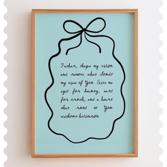 Shape My Vision Prayer Blue Bow Christian Faith Quote Poster