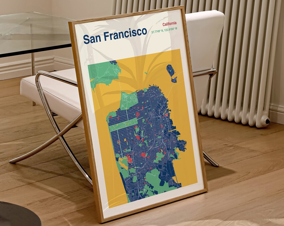 San Francisco Map Print, Minimal Travel Poster