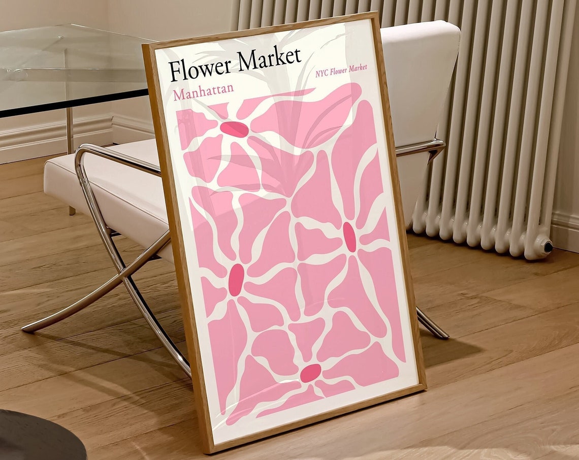 Pastel Flower Market Poster Manhattan Flower Market Poster Matisse Inspired Cut Out Flower Poster Boho Flower Market Print F146