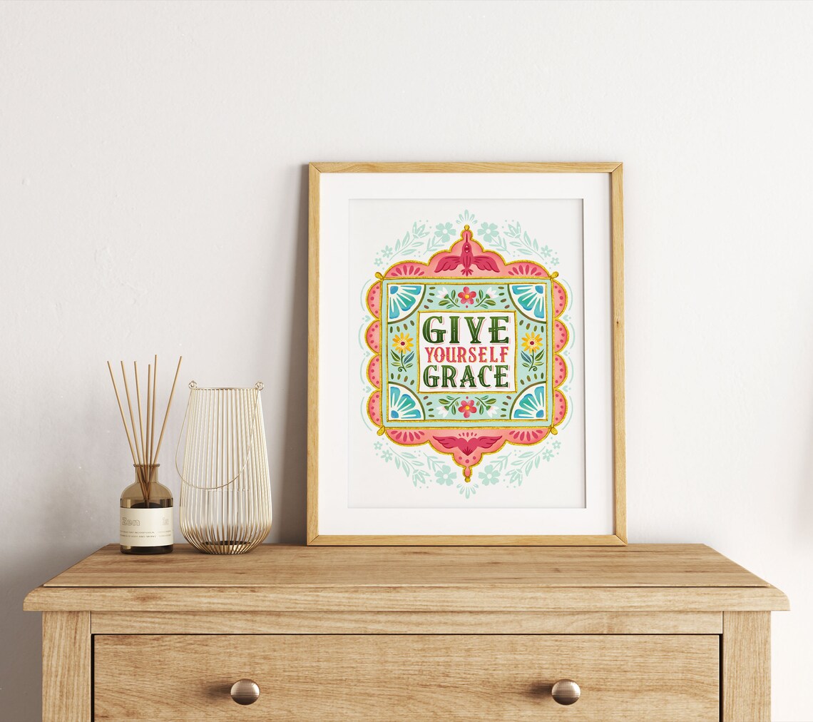 Give Yourself Grace Art Print, Quote Wall Decor - Image 3