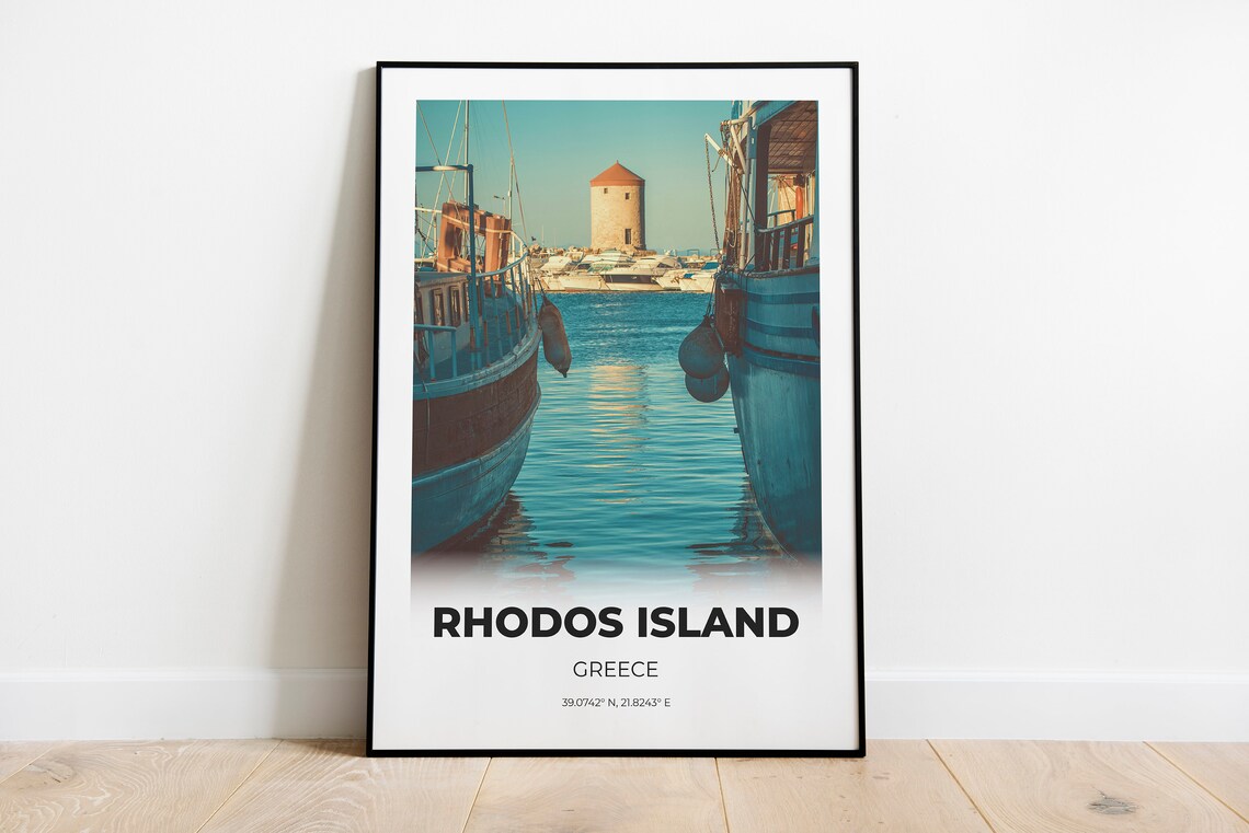 Rhodes Greece Travel Poster, Wall Art Print - Image 4