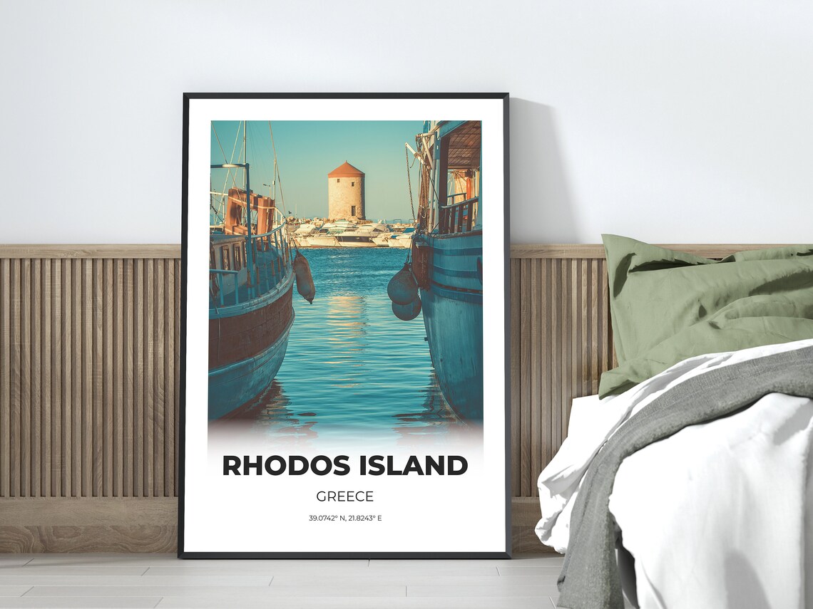 Rhodes Greece Travel Poster, Wall Art Print - Image 2