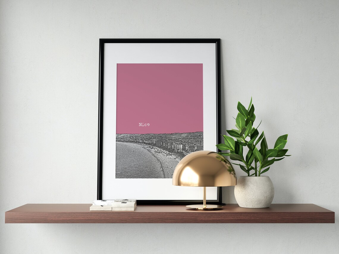 City Skyline Travel Poster Nice Print Nice City Poster France Print Cityscape France Wall Decor - Image 3