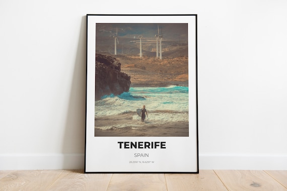 Tenerife Canary Islands Spain Lifestyle Print Wall Art Modern Travel Poster Photo Large Poster Beach Tropical Surfing