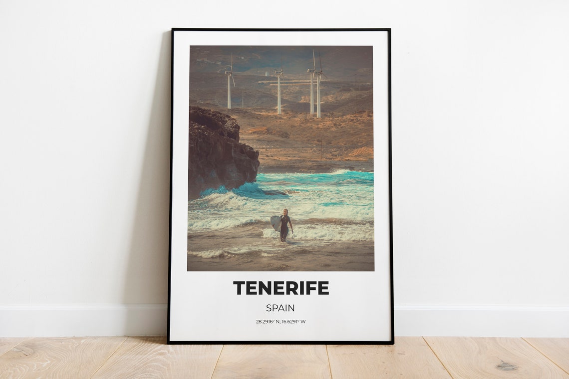Tenerife Spain Surf Travel Print Surfer Beach Photography Wall Decor
