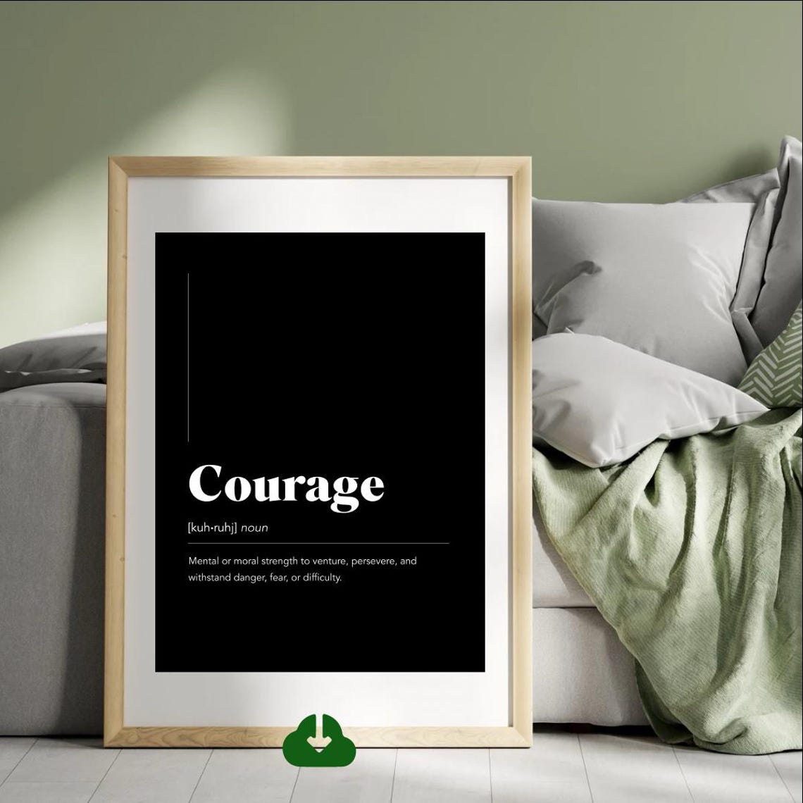 Courage Definition Minimalist Black on White Inspirational Poster - Image 3