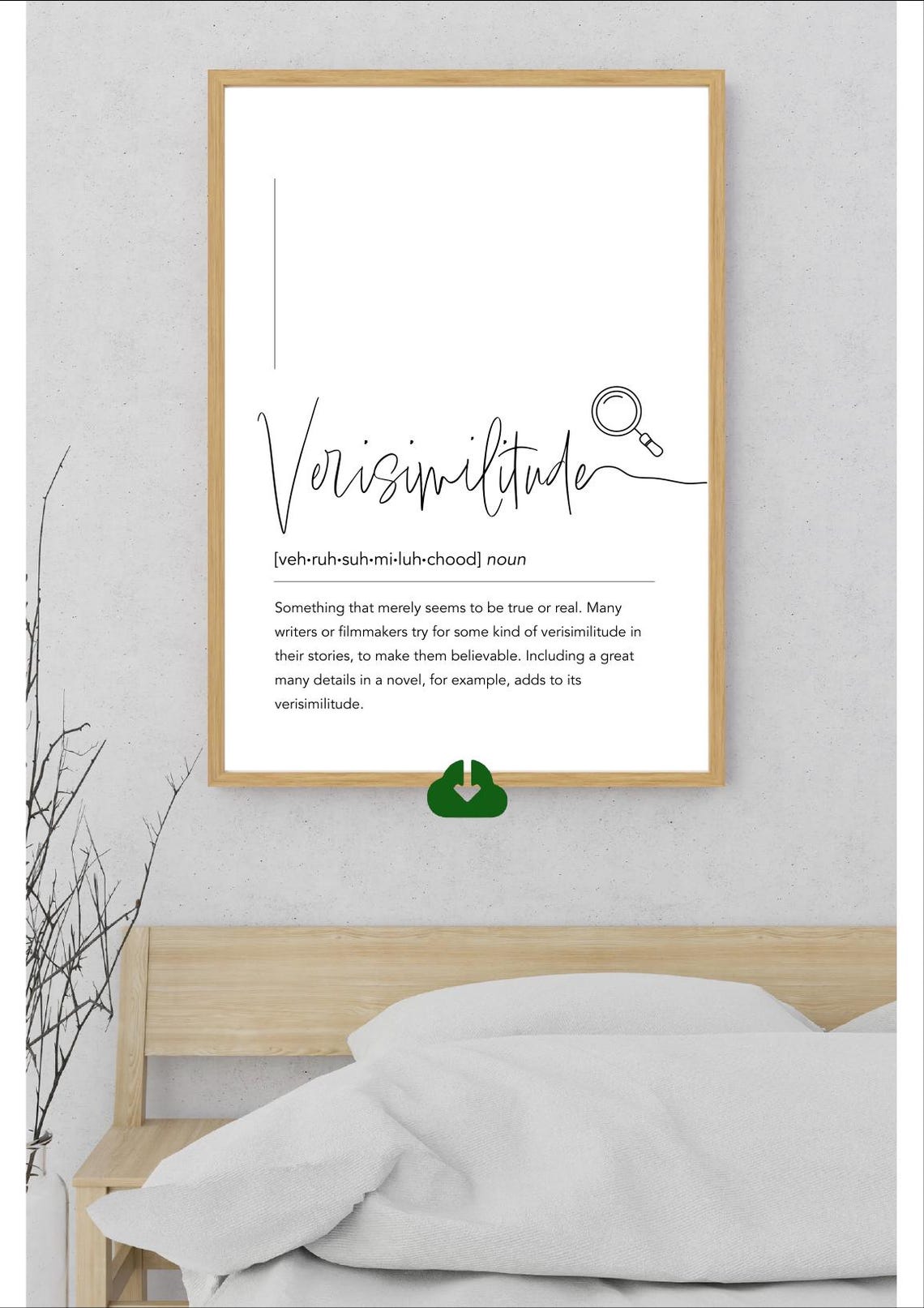 Verisimilitude Script Definition Poster With Magnifier Line Art