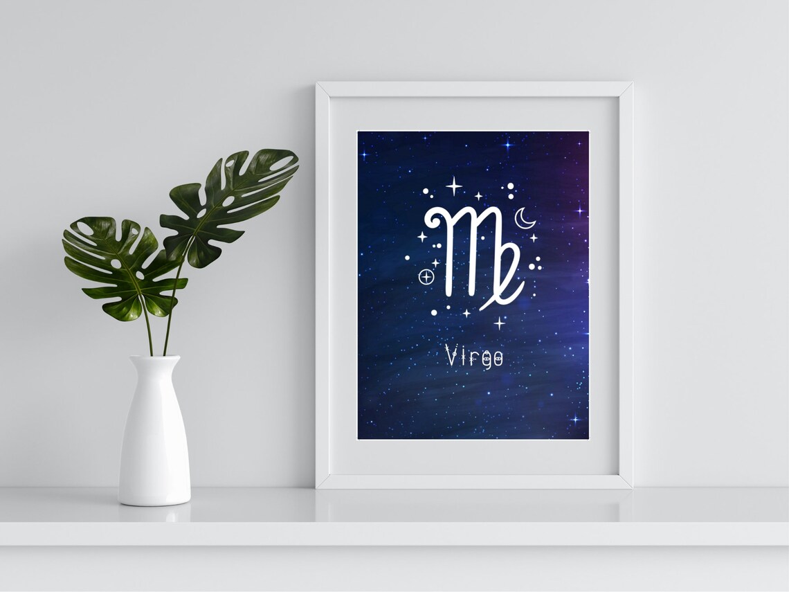 Virgo White Zodiac Sign Starry Night Sky Astrology Gift Poster - Image 4