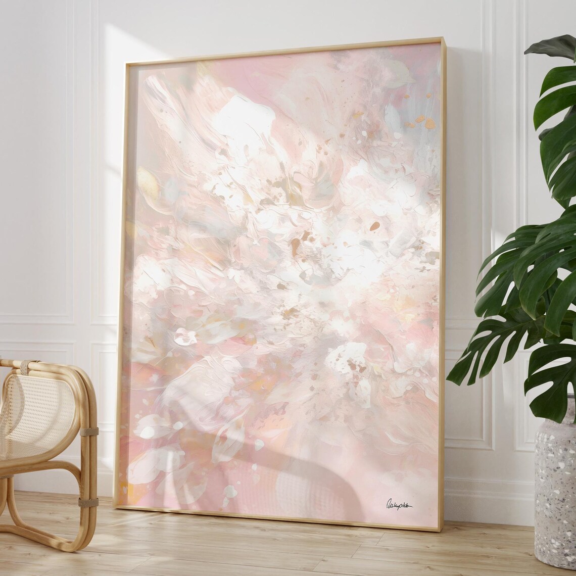 Light Pink And White Abstract Art Print, Zen Decor - Image 2