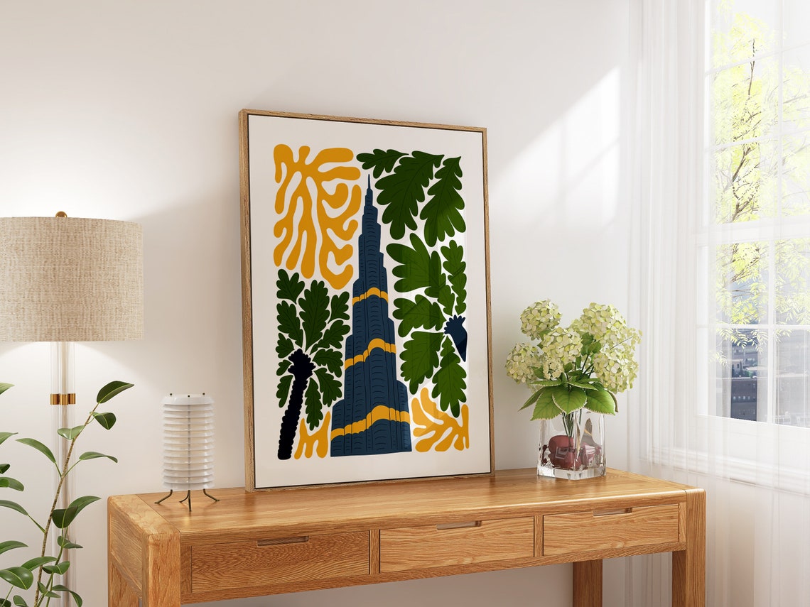 Burj Khalifa Dubai UAE Abstract Art Print Skyscraper Botanical Design - Image 5