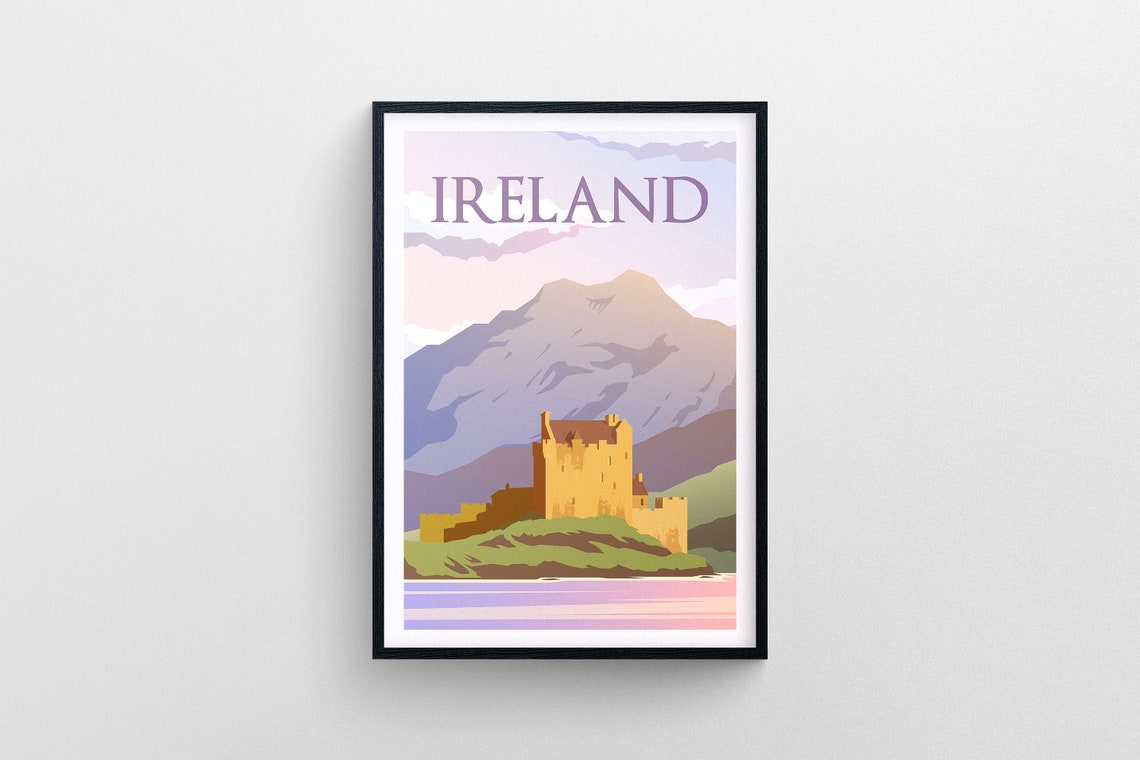 Ireland Travel Poster Ireland Wall Art Irelandtravel Print Irelandwanderlust Poster Ireland Travel Gift Ireland Travel Illustration Art - Image 5