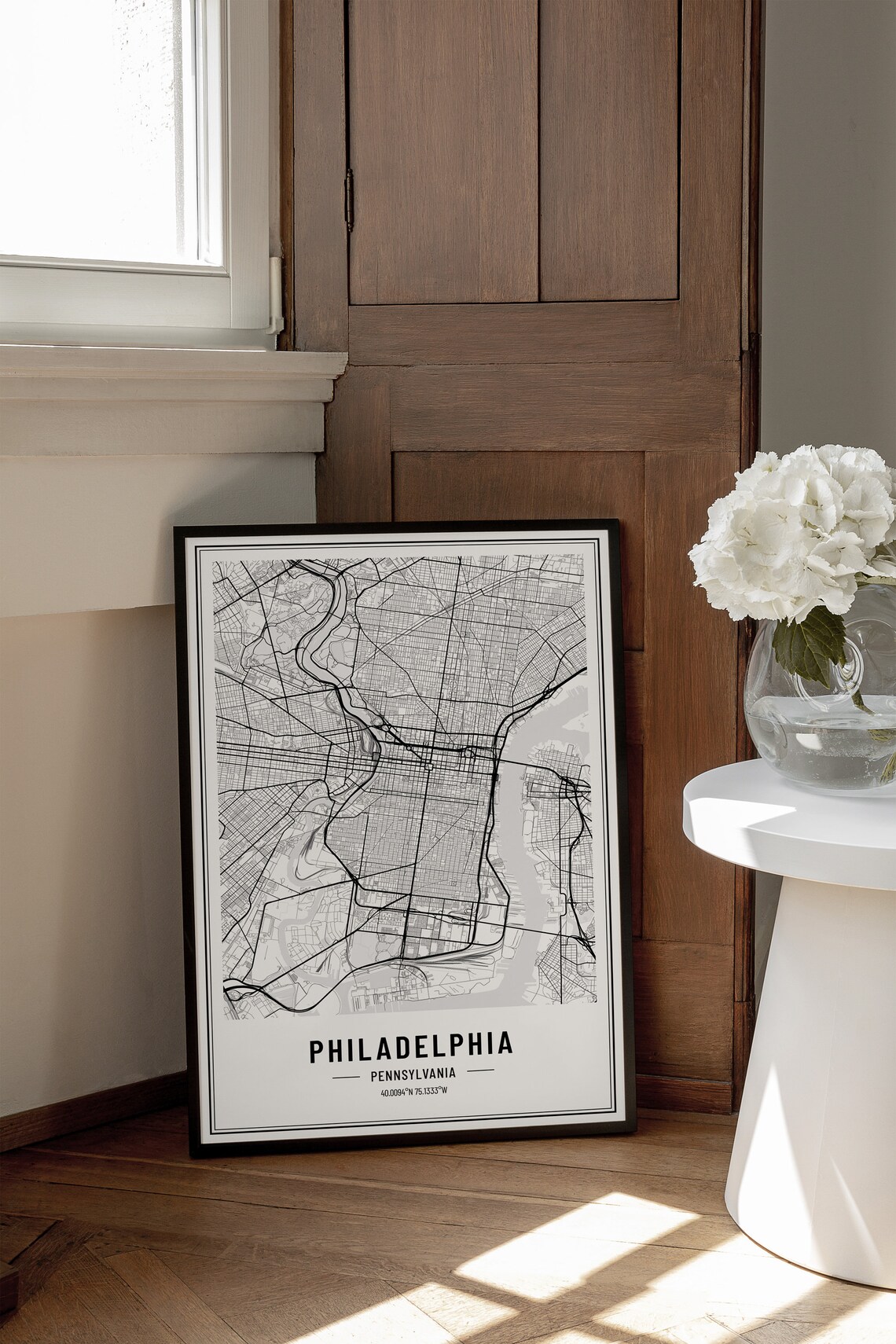Philadelphia Pennsylvania Street Map Black and White Minimalist City Poster - Image 3